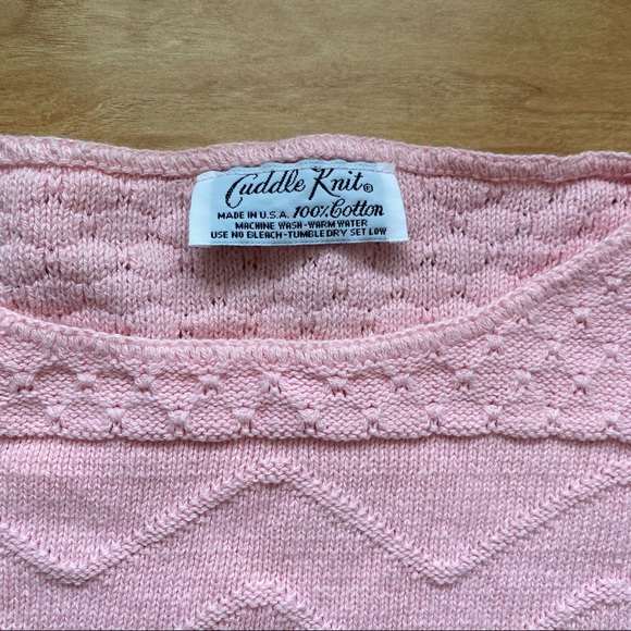 Vintage 80s Sleeveless Pink Knit Patterned Sweater - Picture 4 of 6